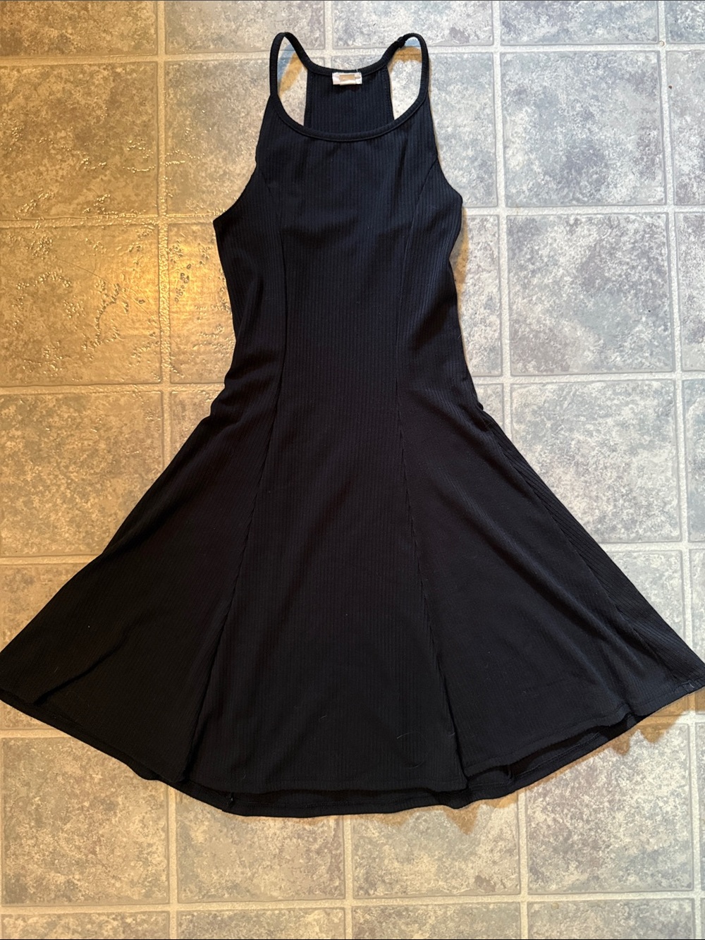Garage Black Ribbed Racerback Mini Dress